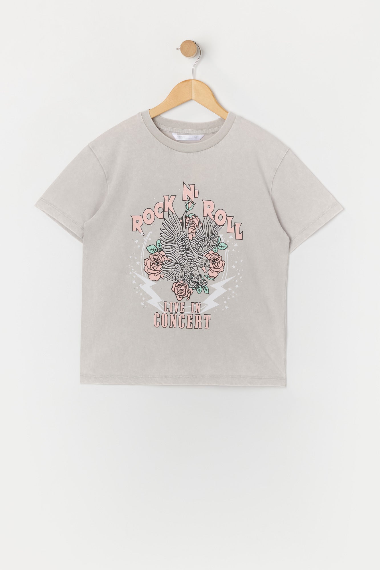 Girls Rock n Roll Concert Graphic Washed T-Shirt