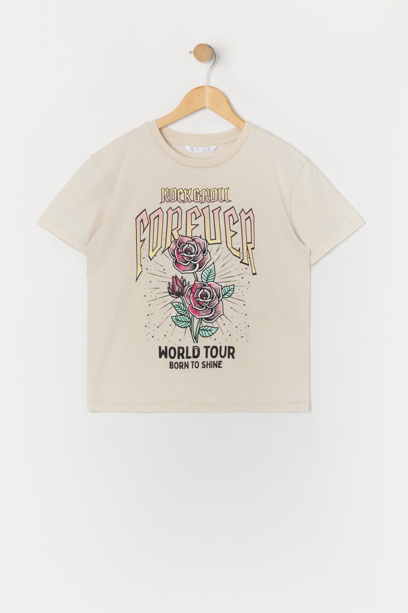 T-shirt délavé à imprimé Rock n Roll Forever pour fille