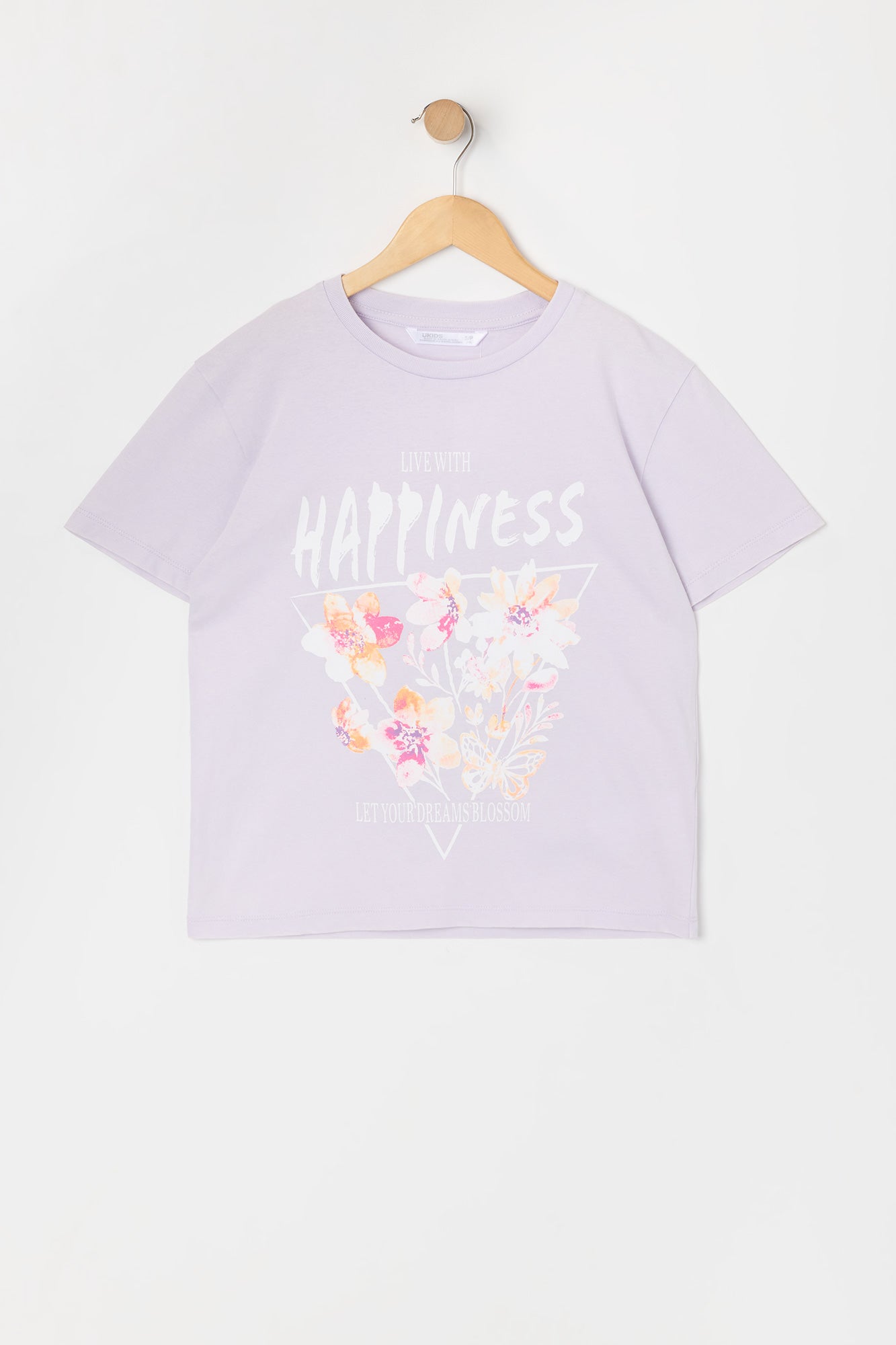 T-shirt à imprimé Live With Happiness pour fille