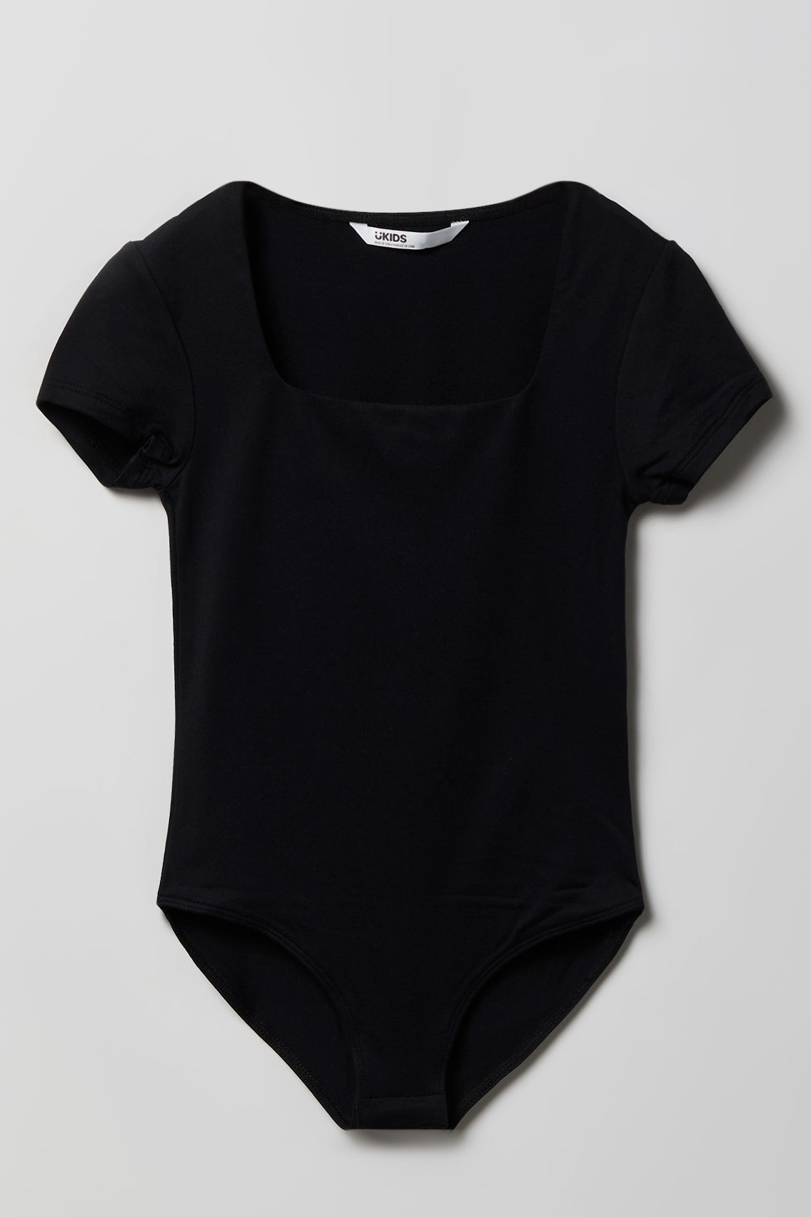 Girls Contour Square Neckline Bodysuit - Black
