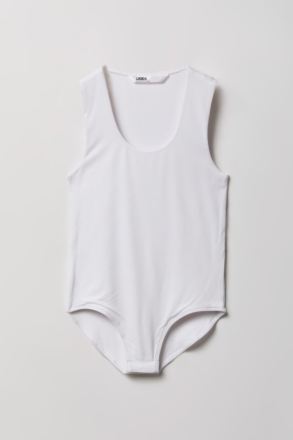 Girls Scoop Neckline Contour Bodysuit - White