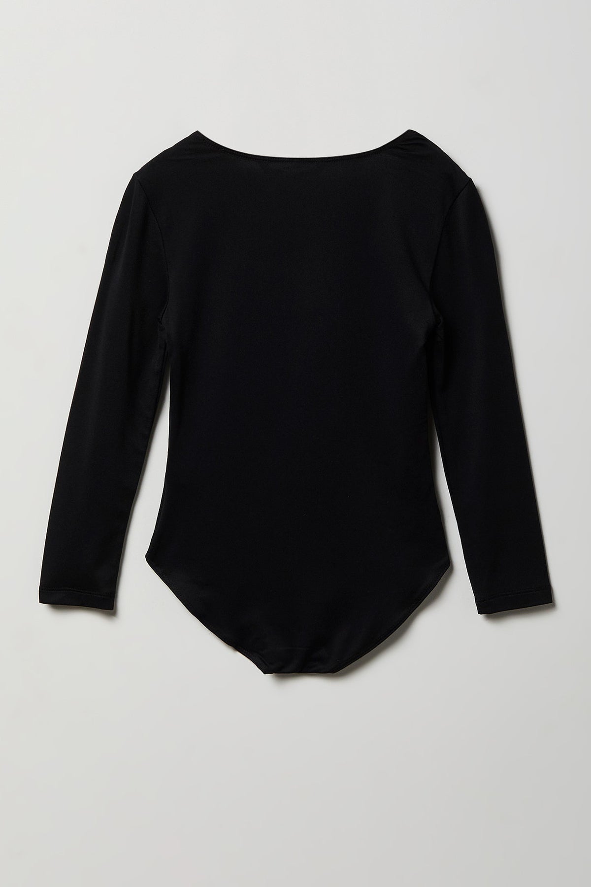 Alt View 2. Girls Contour Square Neck Long Sleeve Bodysuit. - Black