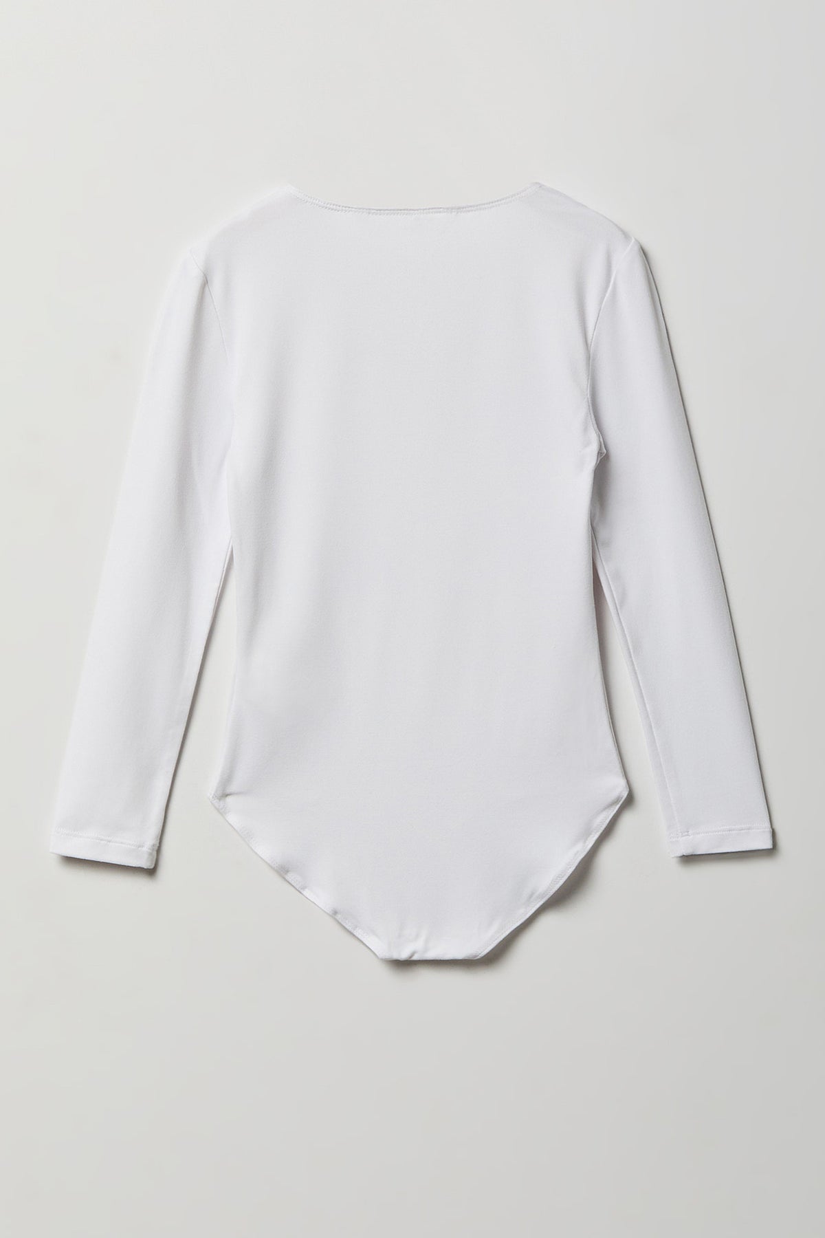 Alt View 2. Girls Contour Square Neck Long Sleeve Bodysuit. - White