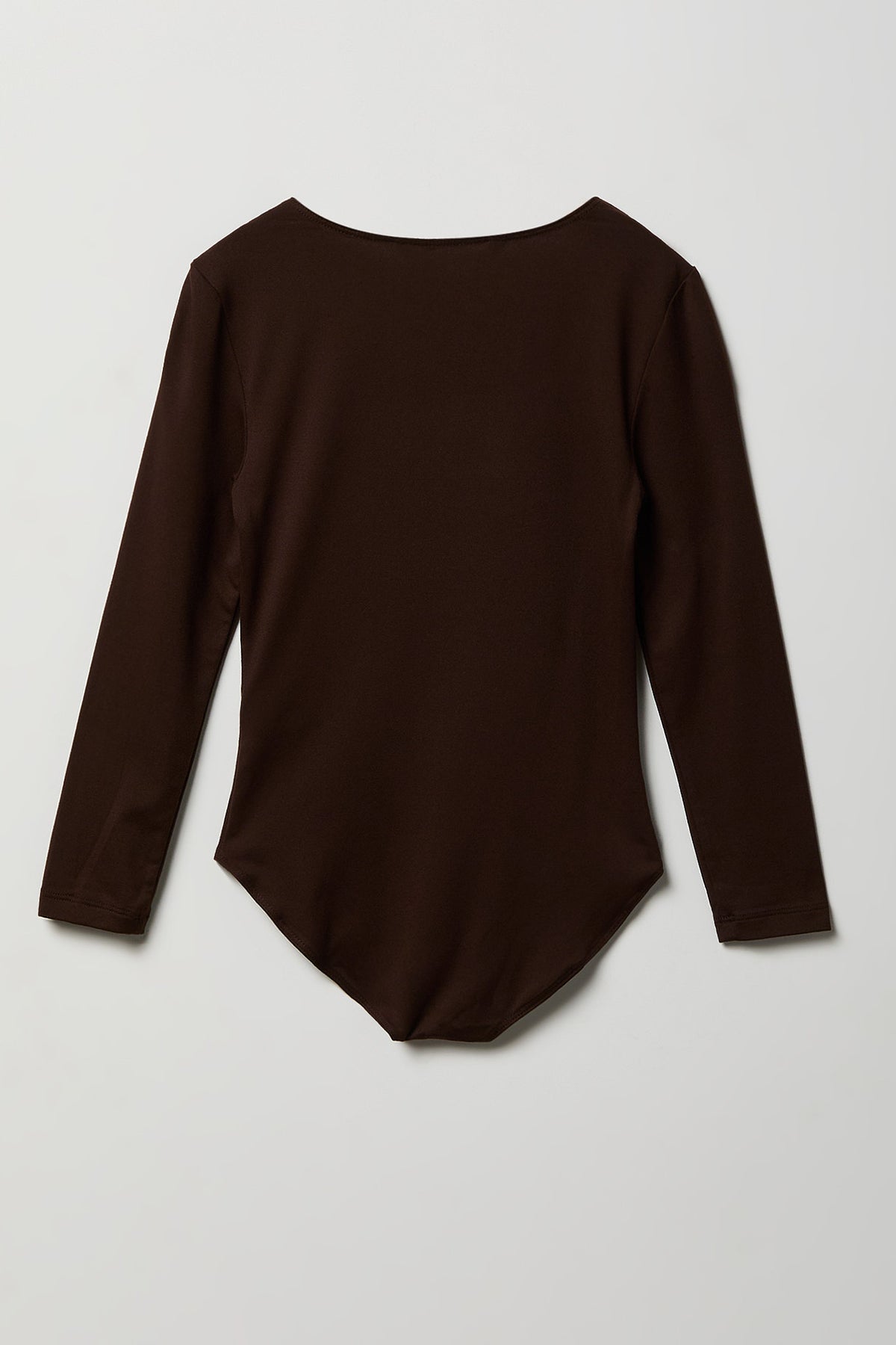 Alt View 2. Girls Contour Square Neck Long Sleeve Bodysuit. - Brown