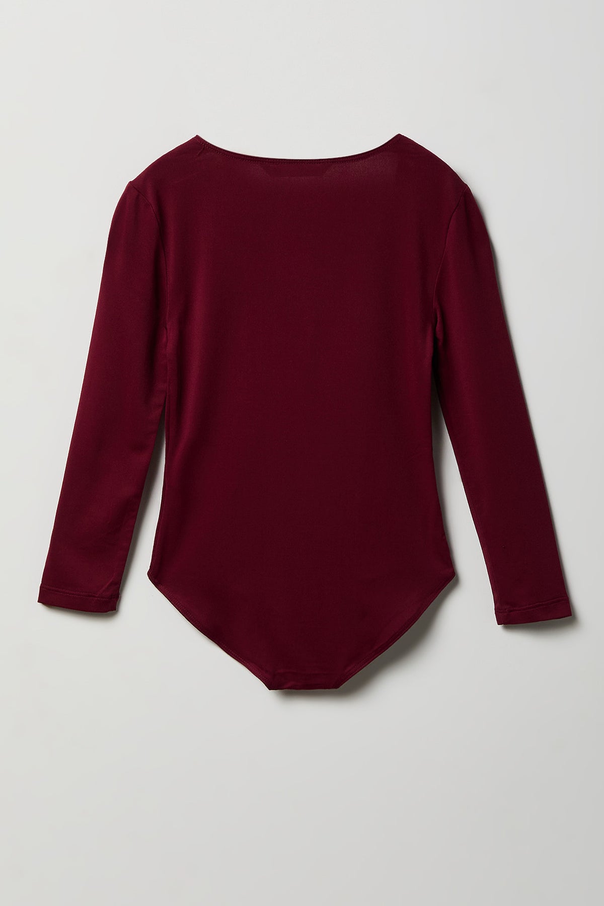 Alt View 2. Girls Contour Square Neck Long Sleeve Bodysuit. - Burgundy