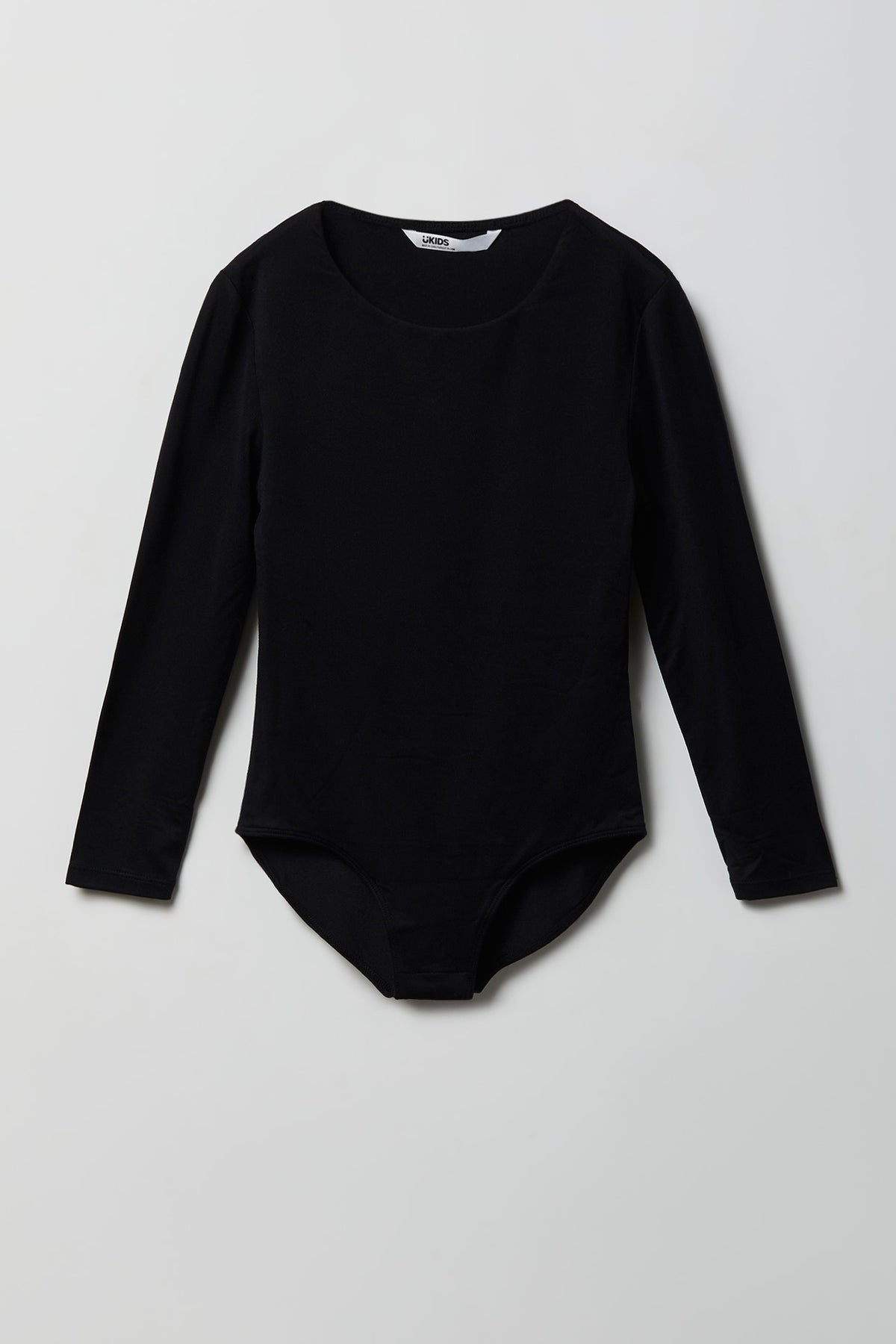 Girls Contour Crewneck Long Sleeve Bodysuit - Black