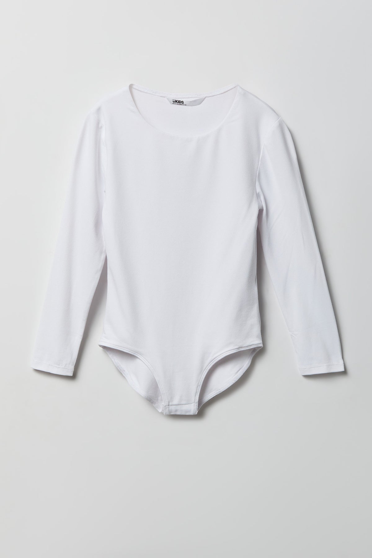 Girls Contour Crewneck Long Sleeve Bodysuit - White