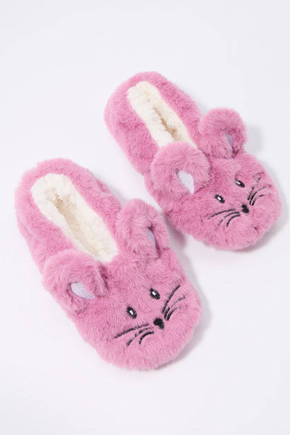 Girls Faux-Fur Critter Slipper