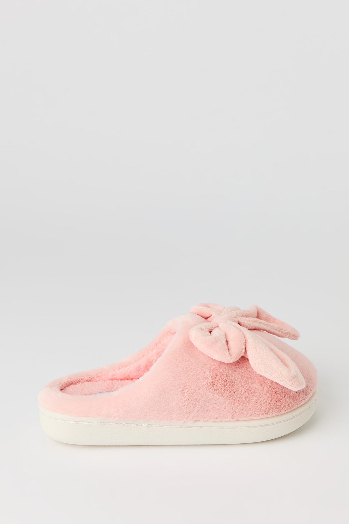 Alt View 2. Girls 3D Bow Faux Fur Slipper - Light Pink