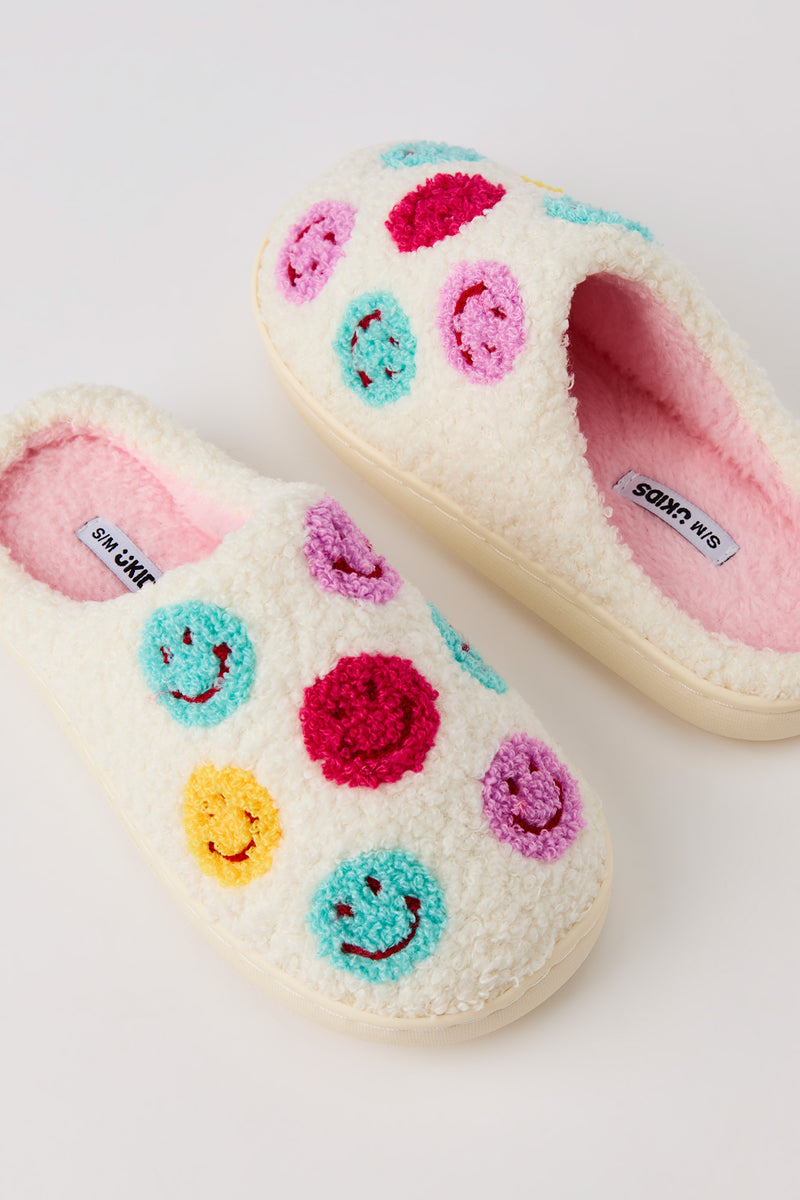 Pantoufles en Sherpa à imprimé Smiley pour fille