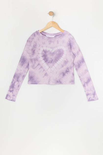 Girls Tie Dye Heart Long Sleeve Top