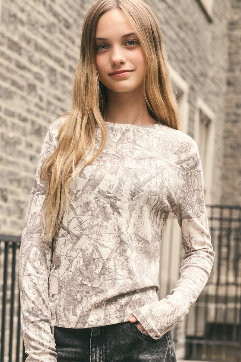 Girls Ribbed Long Sleeve Top