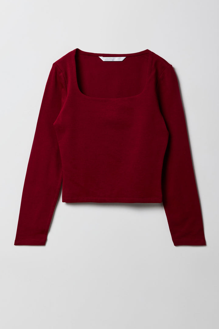 Girls Contour Square Neck Long Sleeve Top
