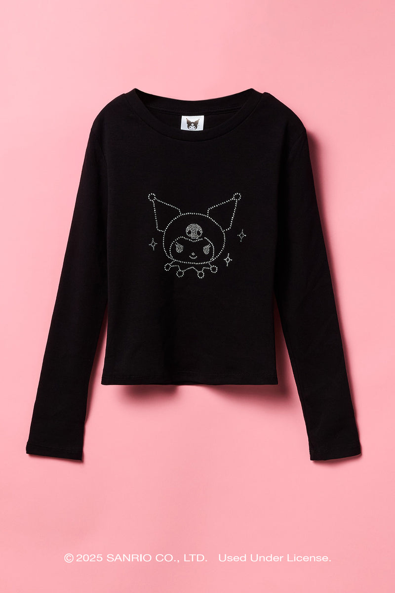 Kuromi™ Girls Rhinestone Long Sleeve Top