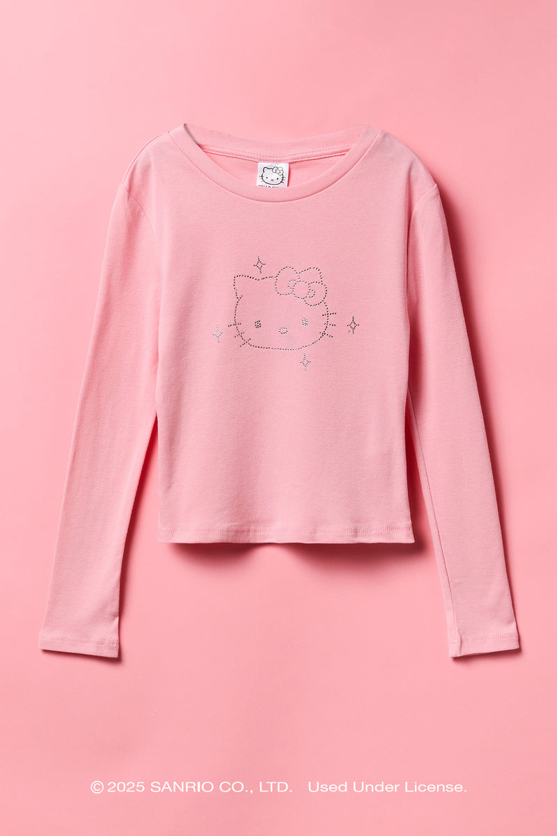 Hello Kitty® Girls Rhinestone Long Sleeve Top
