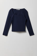 Girls Soft Contour Square Neck Long Sleeve Top