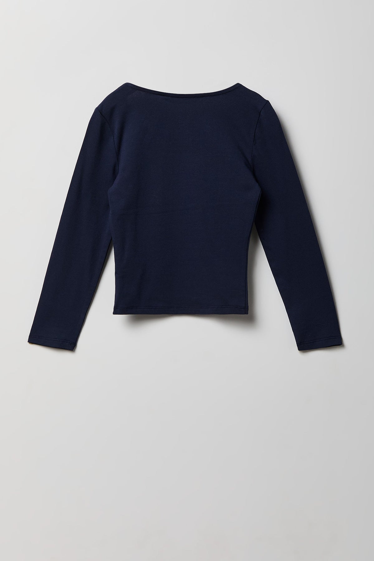 Alt View 2. Girls Soft Contour Square Neck Long Sleeve Top - Navy
