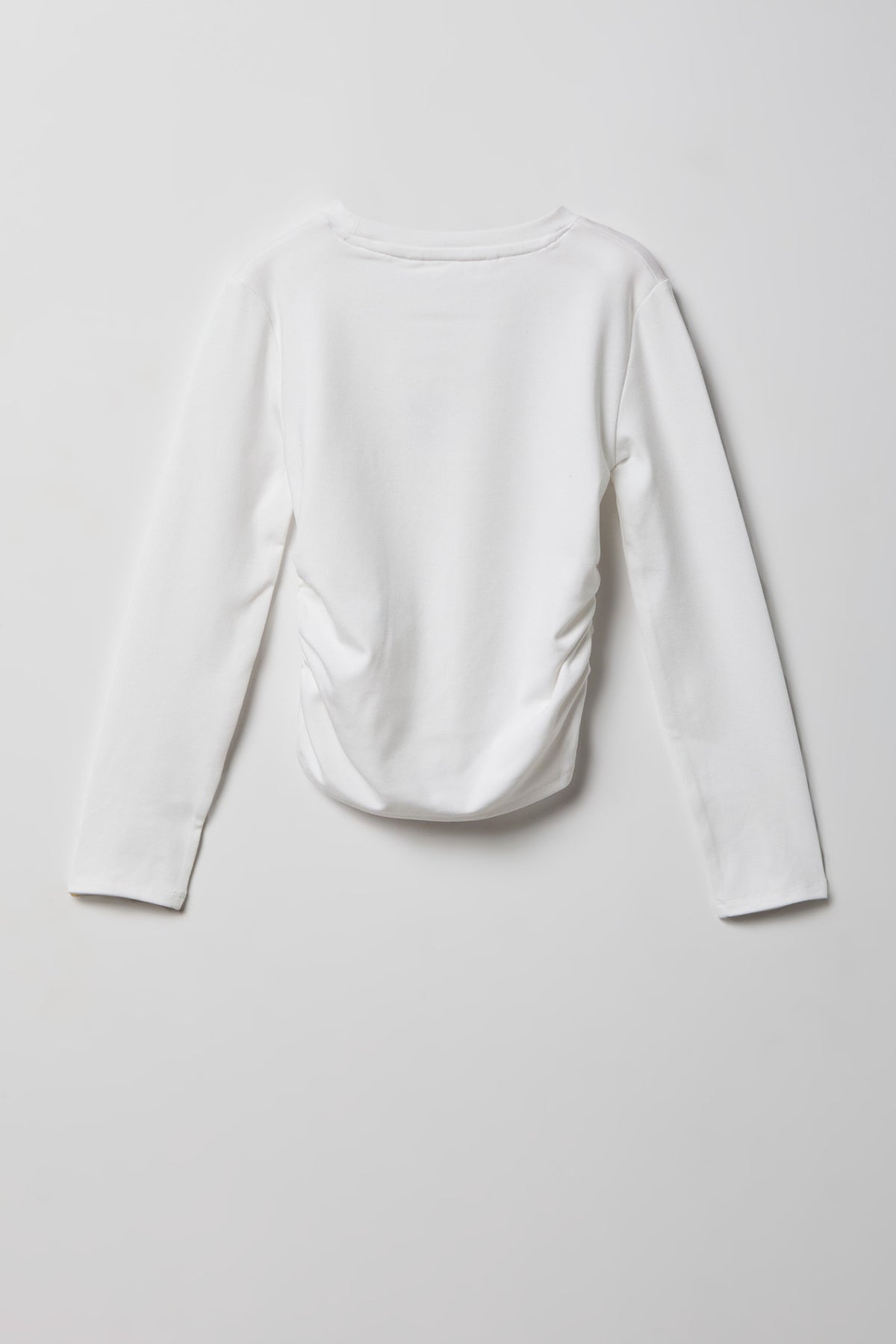 Alt View 2. Girls Cinched Long Sleeve Top - White
