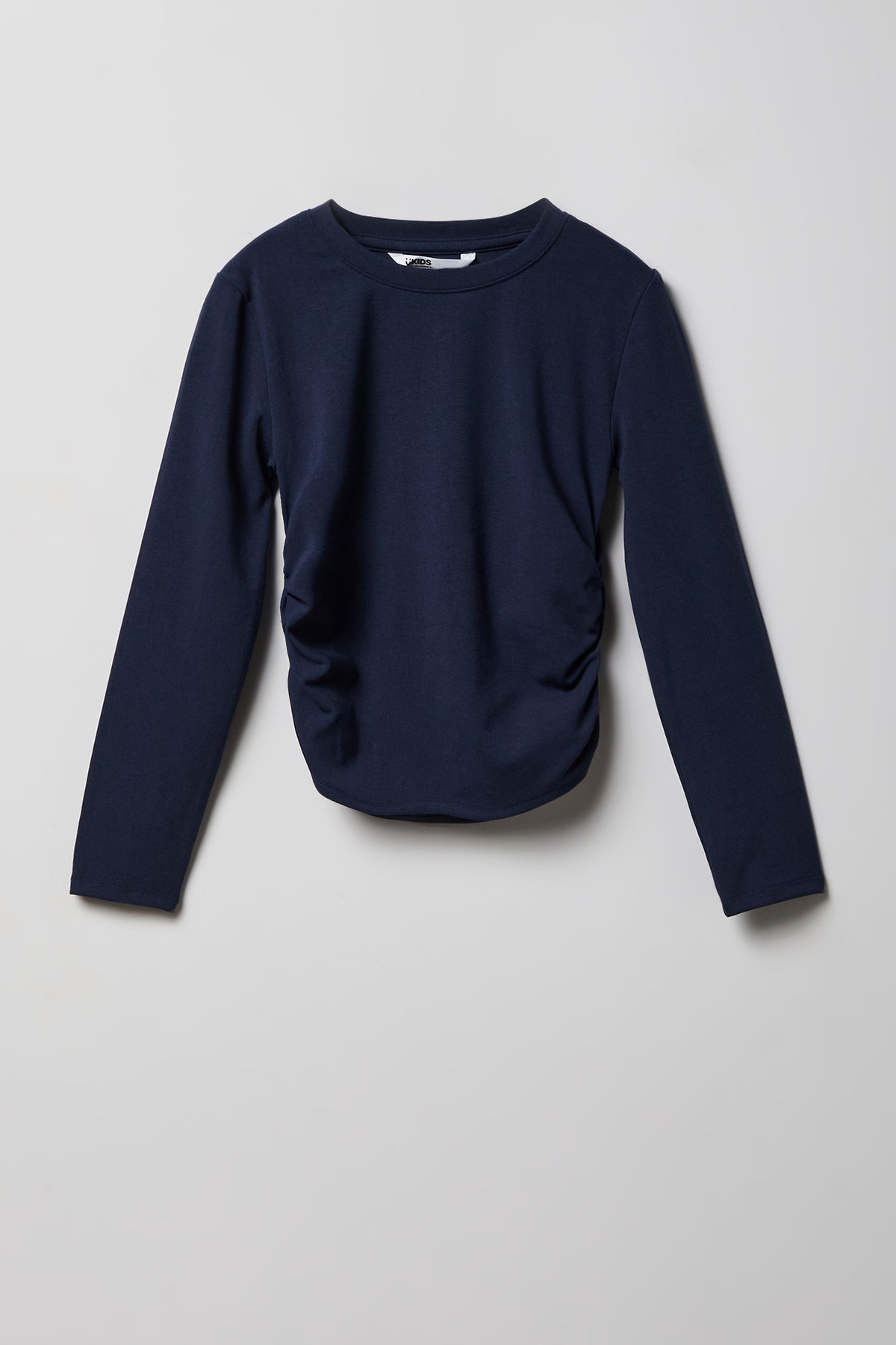 Girls Cinched Long Sleeve Top - Navy