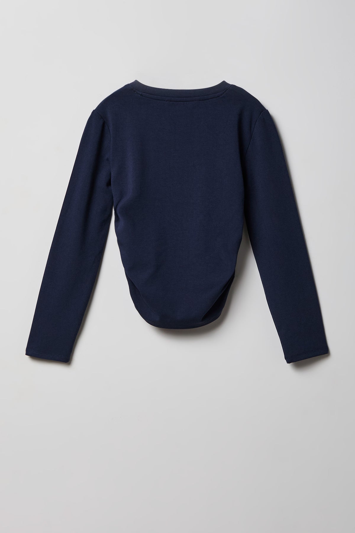 Alt View 2. Girls Cinched Long Sleeve Top - Navy