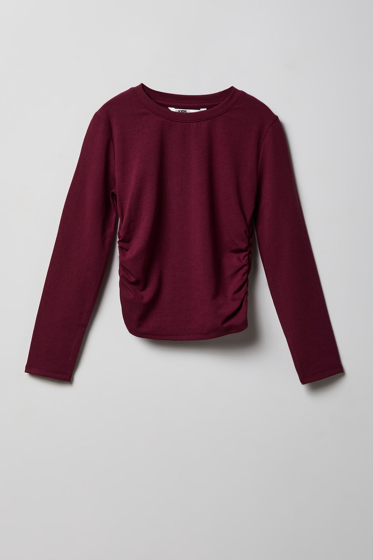 Girls Cinched Long Sleeve Top - Burgundy