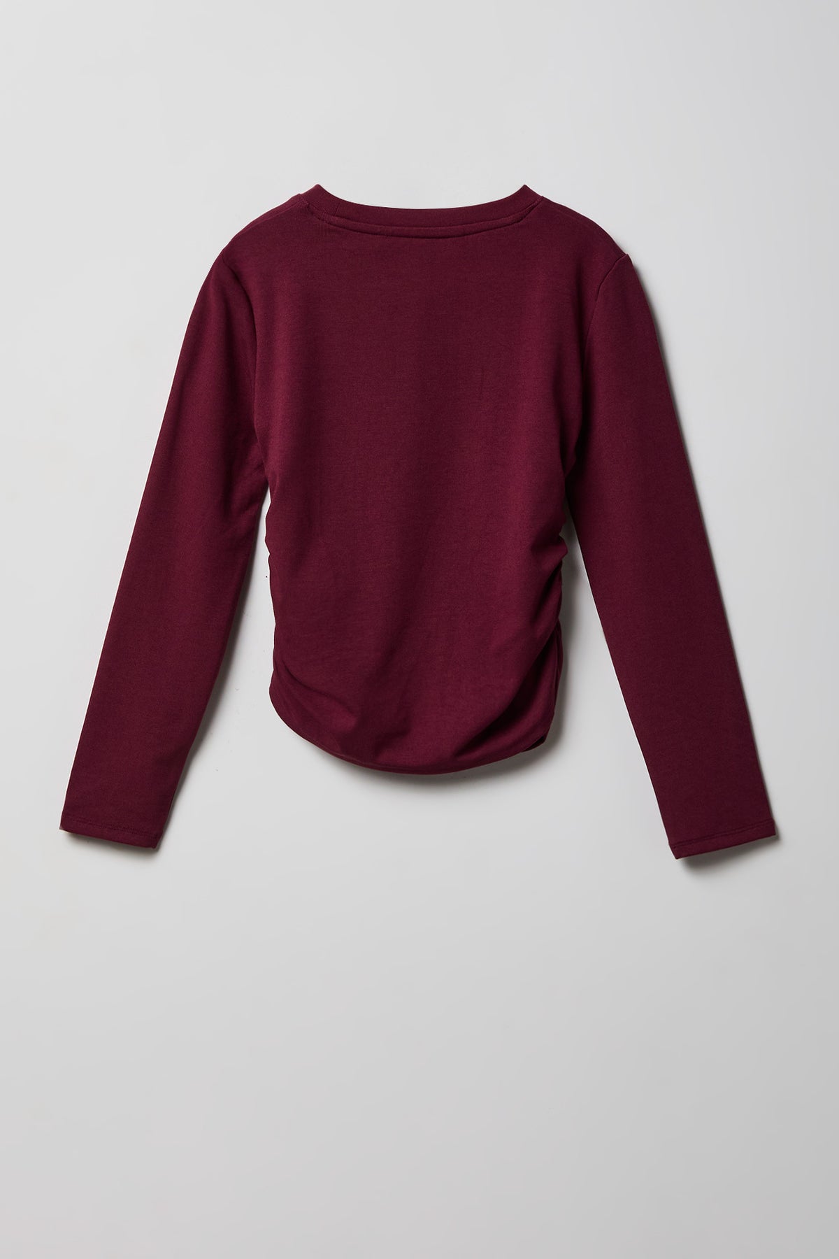 Alt View 2. Girls Cinched Long Sleeve Top - Burgundy