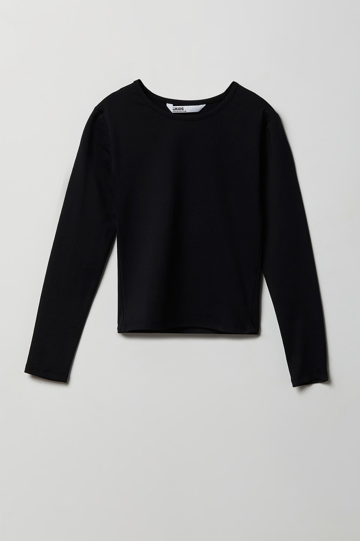 Girls Ribbed Long Sleeve Top - Black
