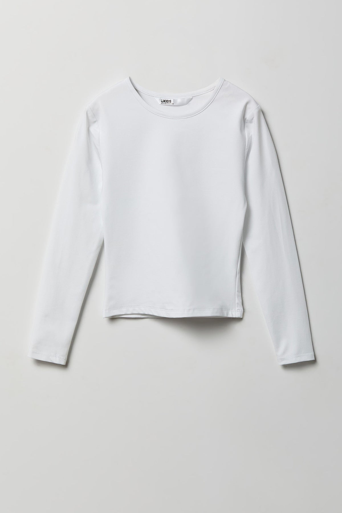 Girls Ribbed Long Sleeve Top - White