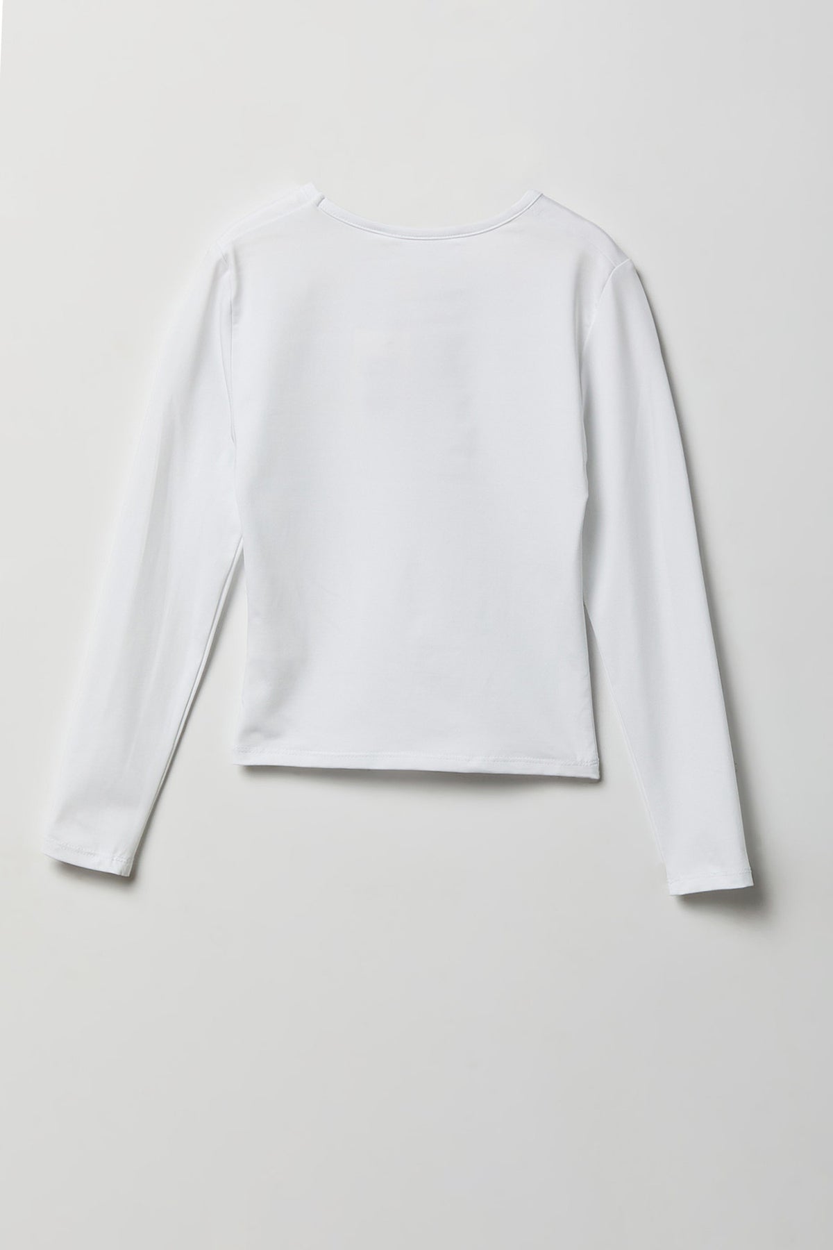 Alt View 2. Girls Ribbed Long Sleeve Top - White