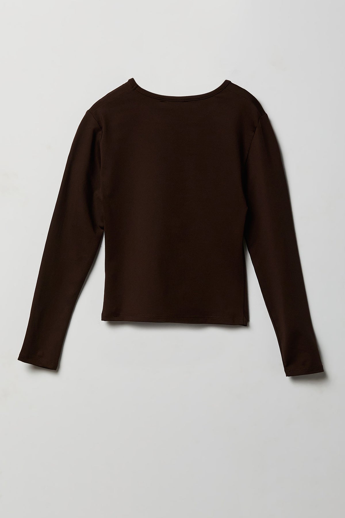 Alt View 2. Girls Ribbed Long Sleeve Top - Brown