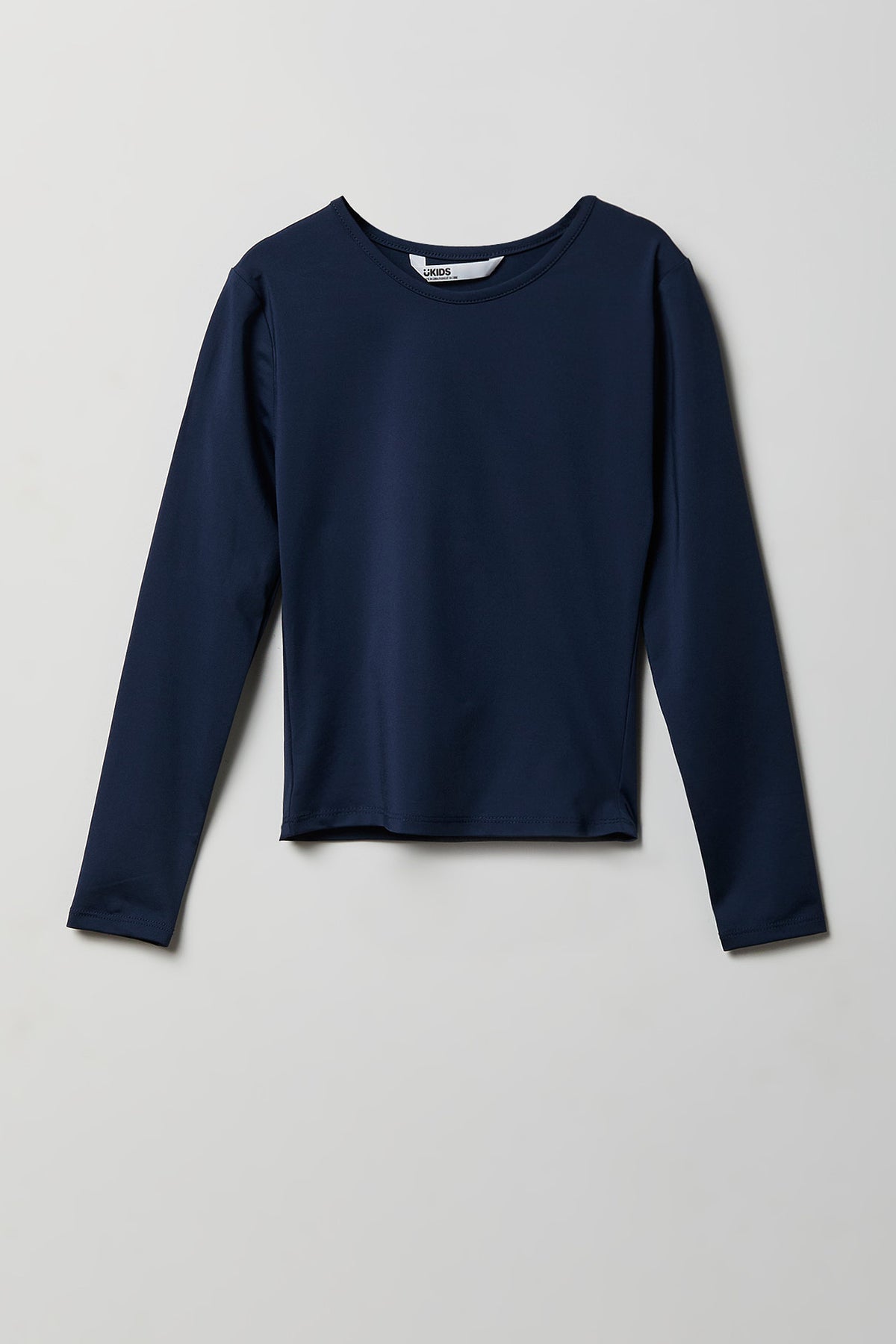 Girls Ribbed Long Sleeve Top - Navy