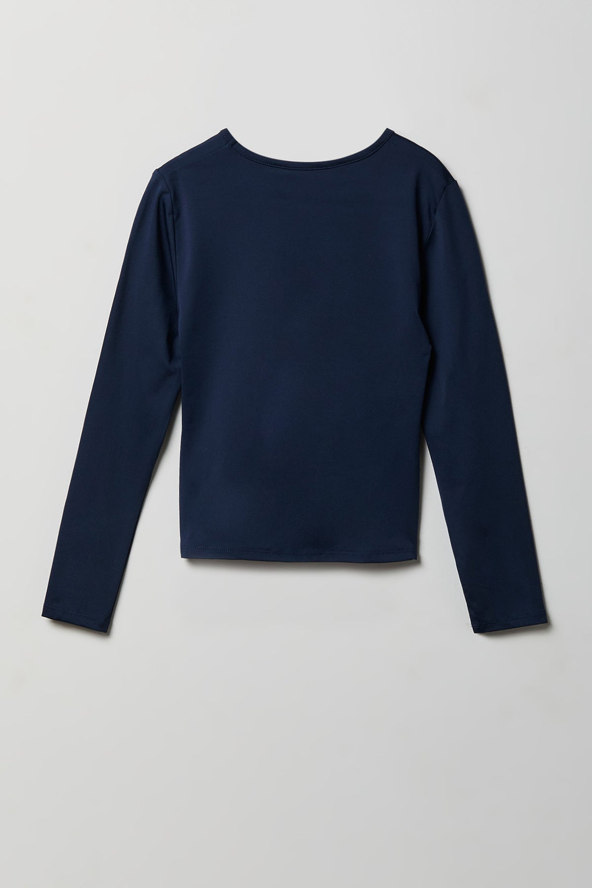 Alt View 2. Girls Ribbed Long Sleeve Top - Navy