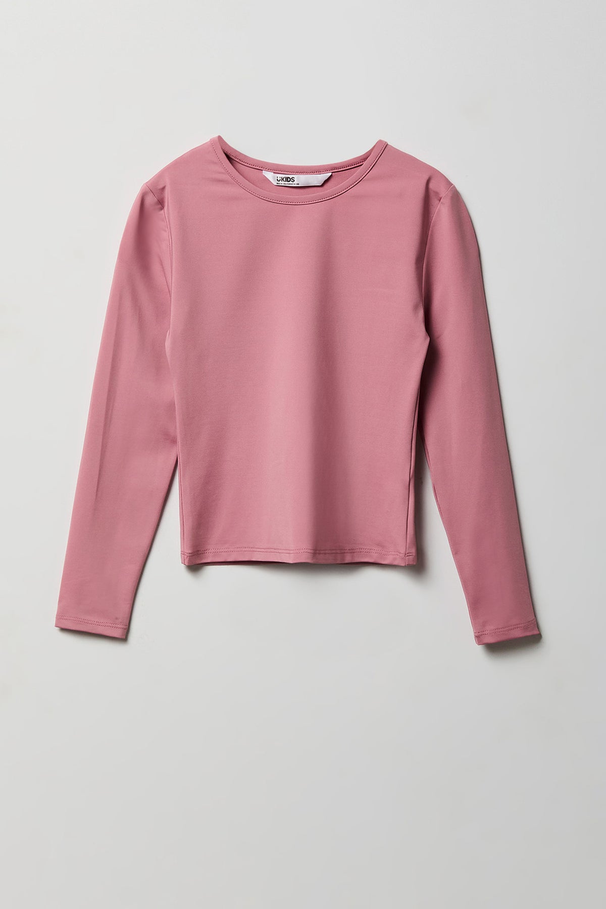 Girls Ribbed Long Sleeve Top - Rose