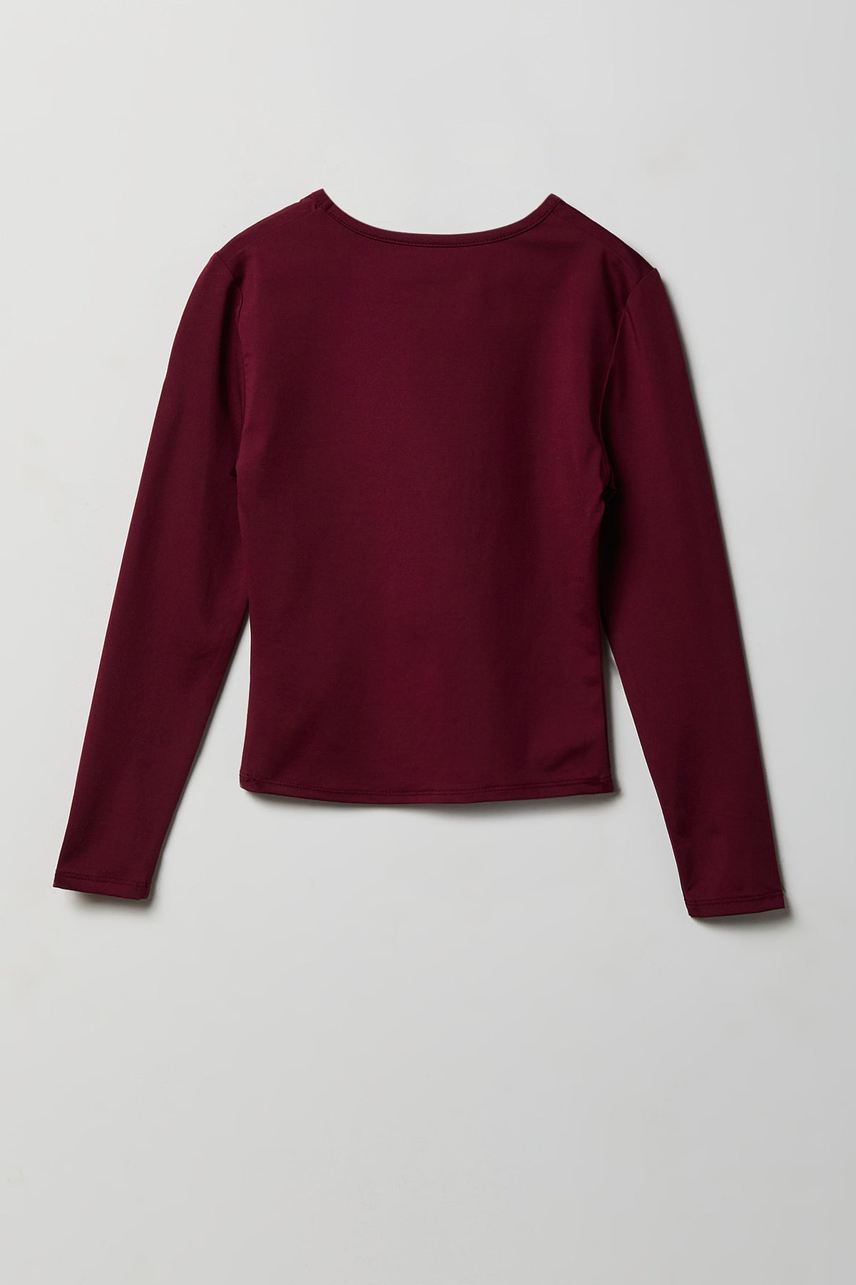 Alt View 2. Girls Ribbed Long Sleeve Top - Burgundy