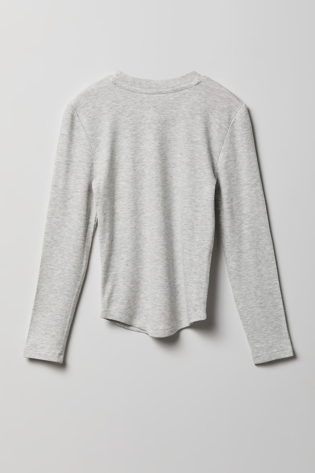 Alt View 2. Girls Ribbed Long Sleeve Top - Heather Grey