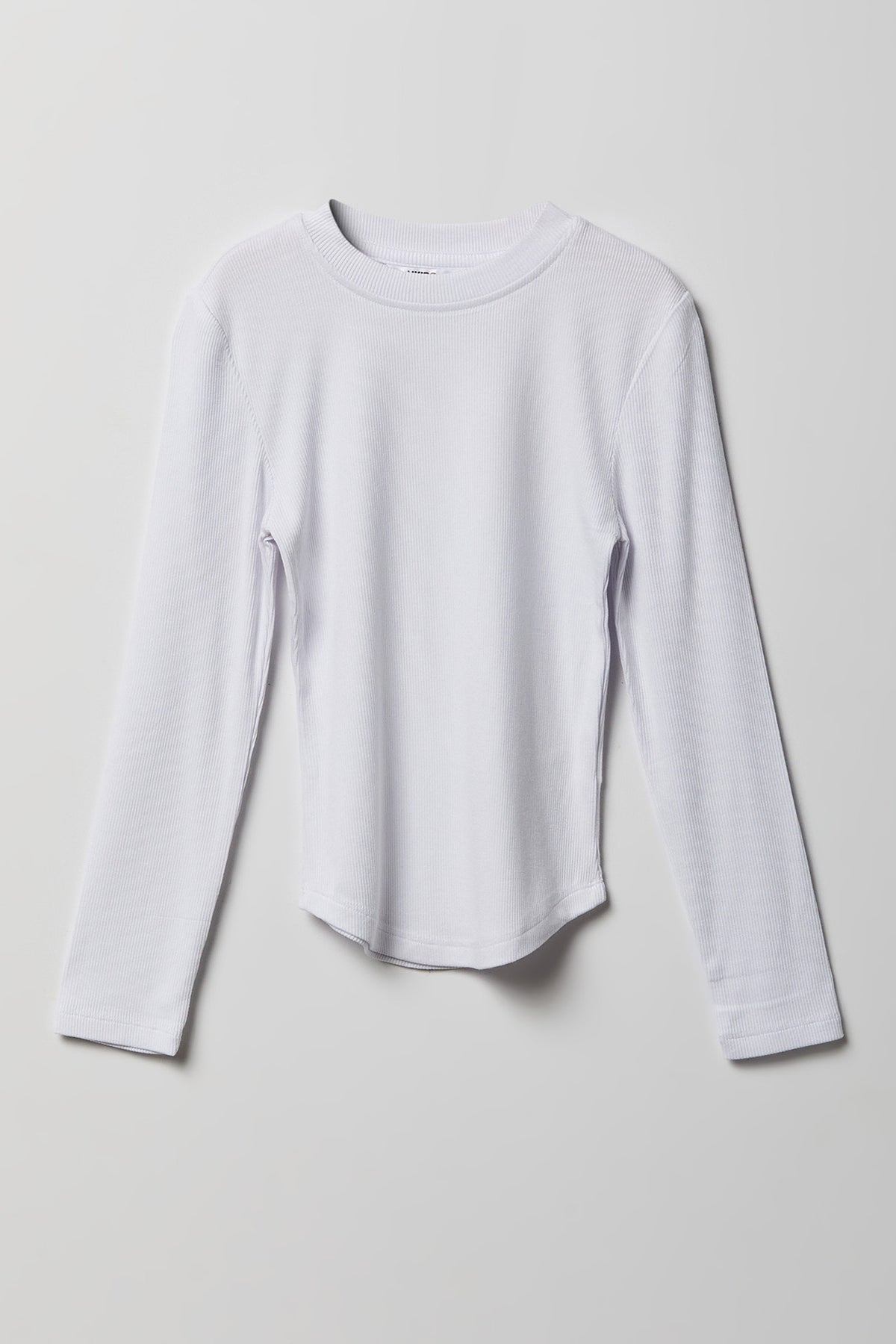Girls Ribbed Long Sleeve Top - White