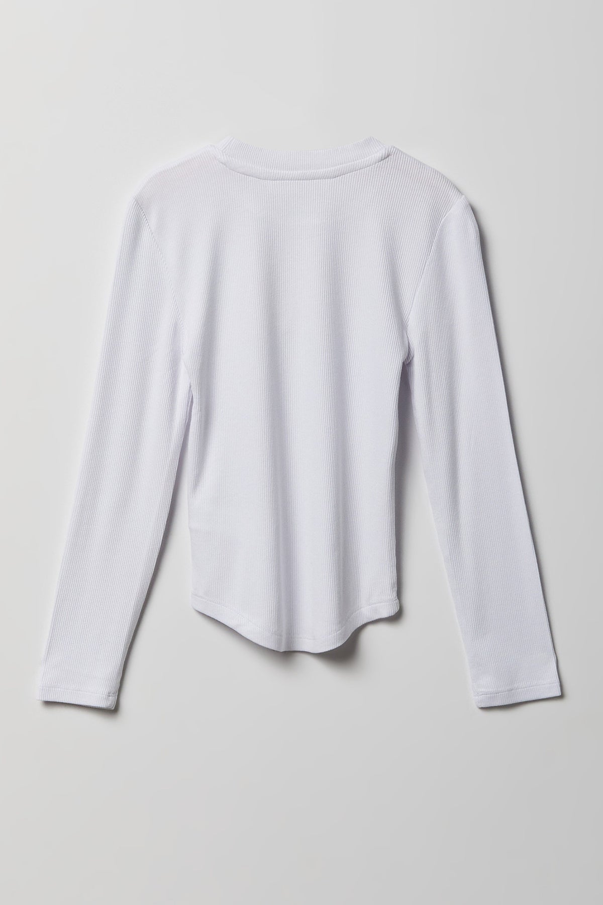 Alt View 2. Girls Ribbed Long Sleeve Top - White