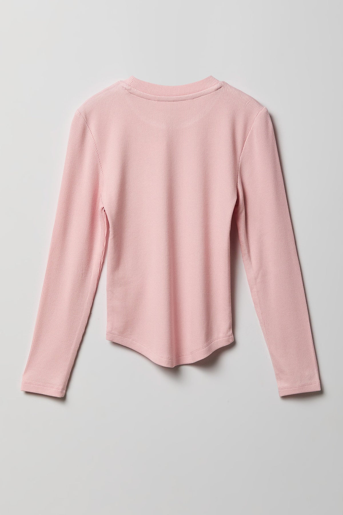 Alt View 2. Girls Ribbed Long Sleeve Top - Pink