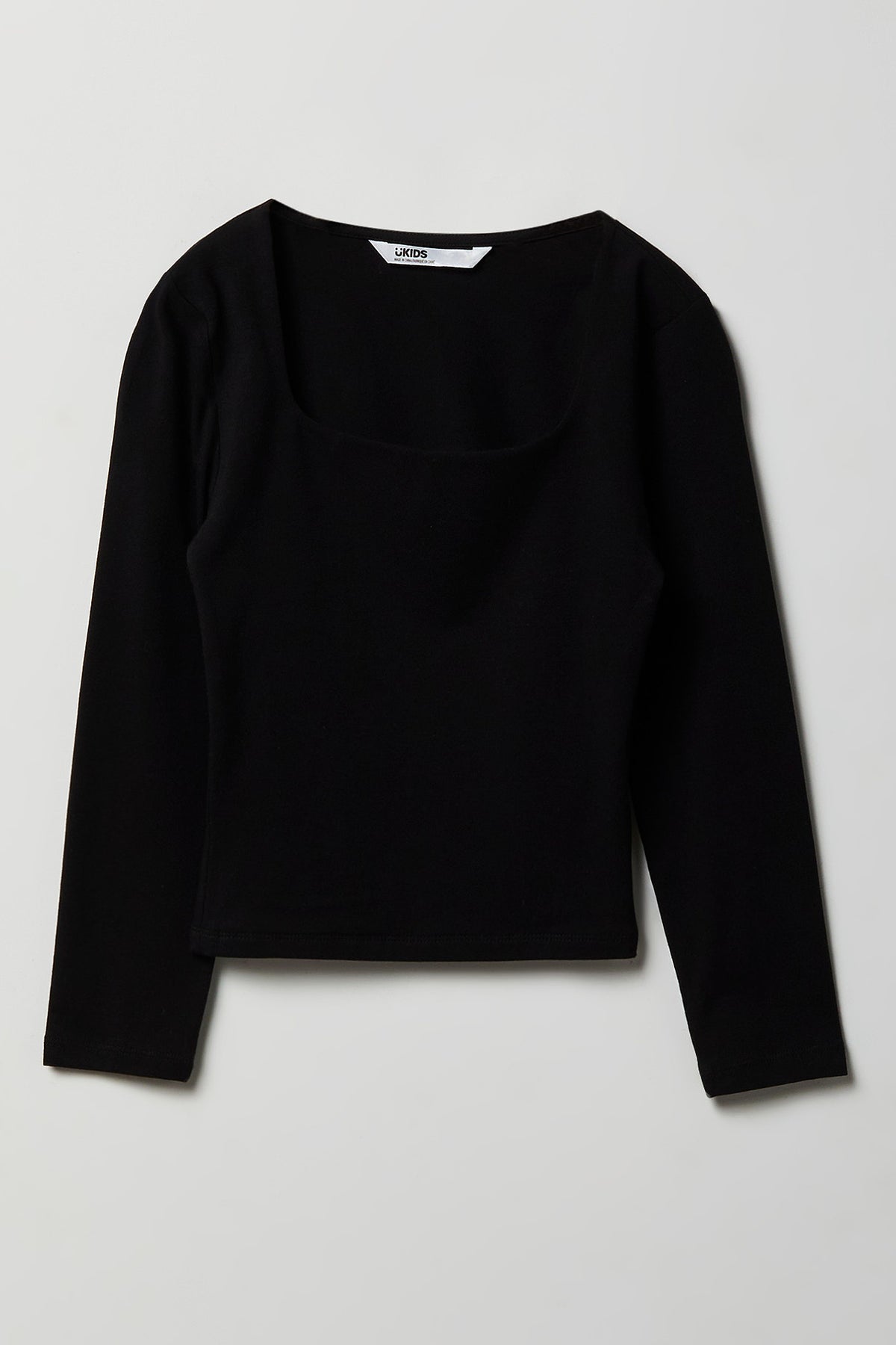 Girls Contour Square Neck Top - Black