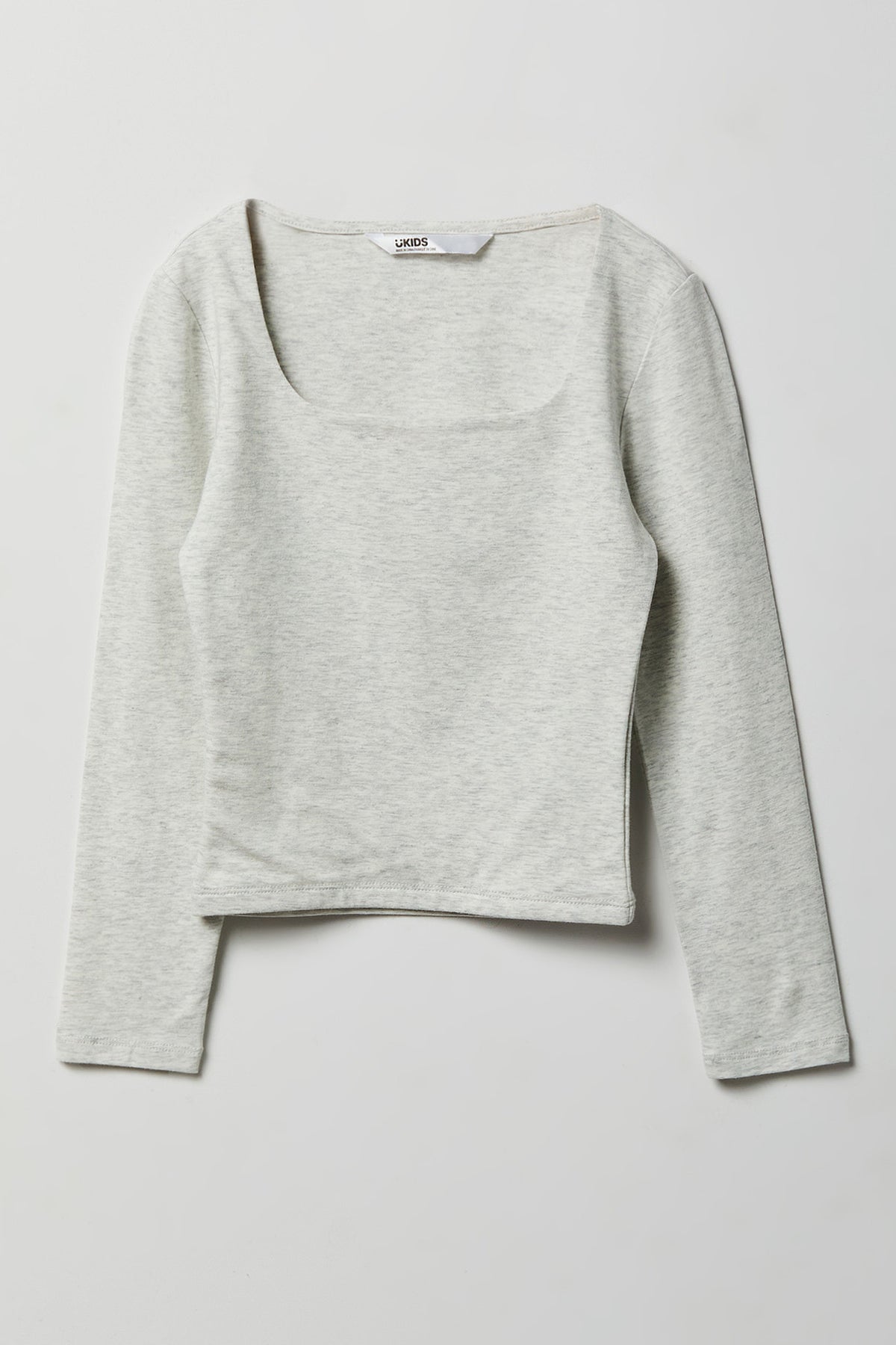 Girls Contour Square Neck Top - Heather Grey