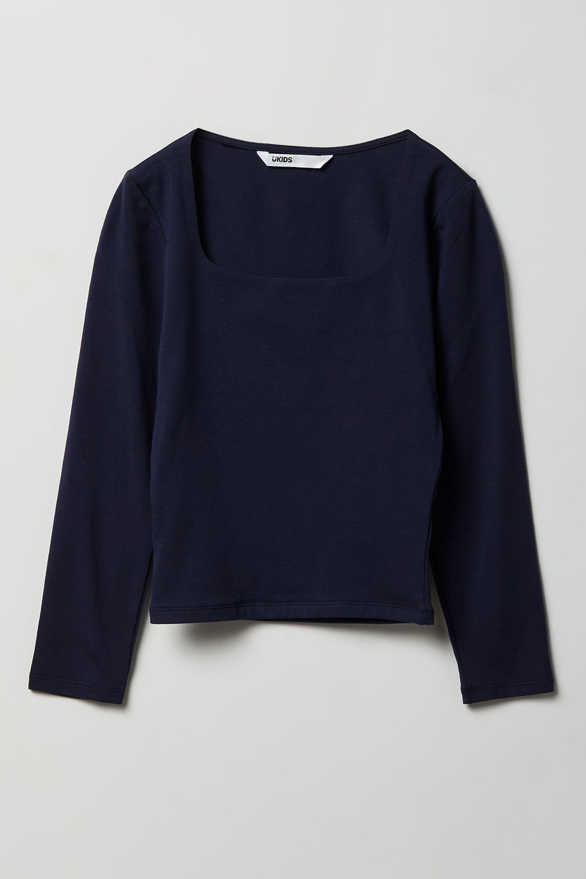 Girls Contour Square Neck Top - Navy