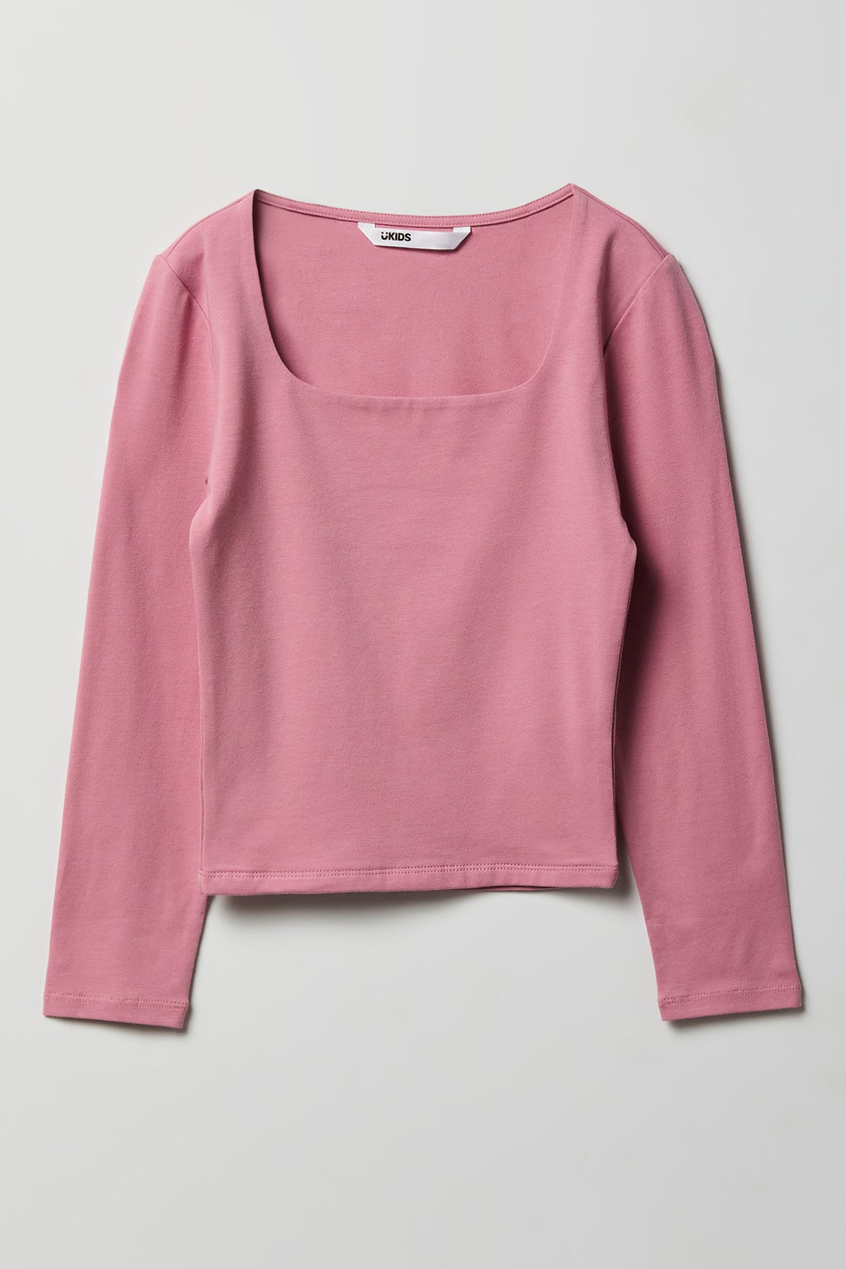 Girls Contour Square Neck Top - Mauve