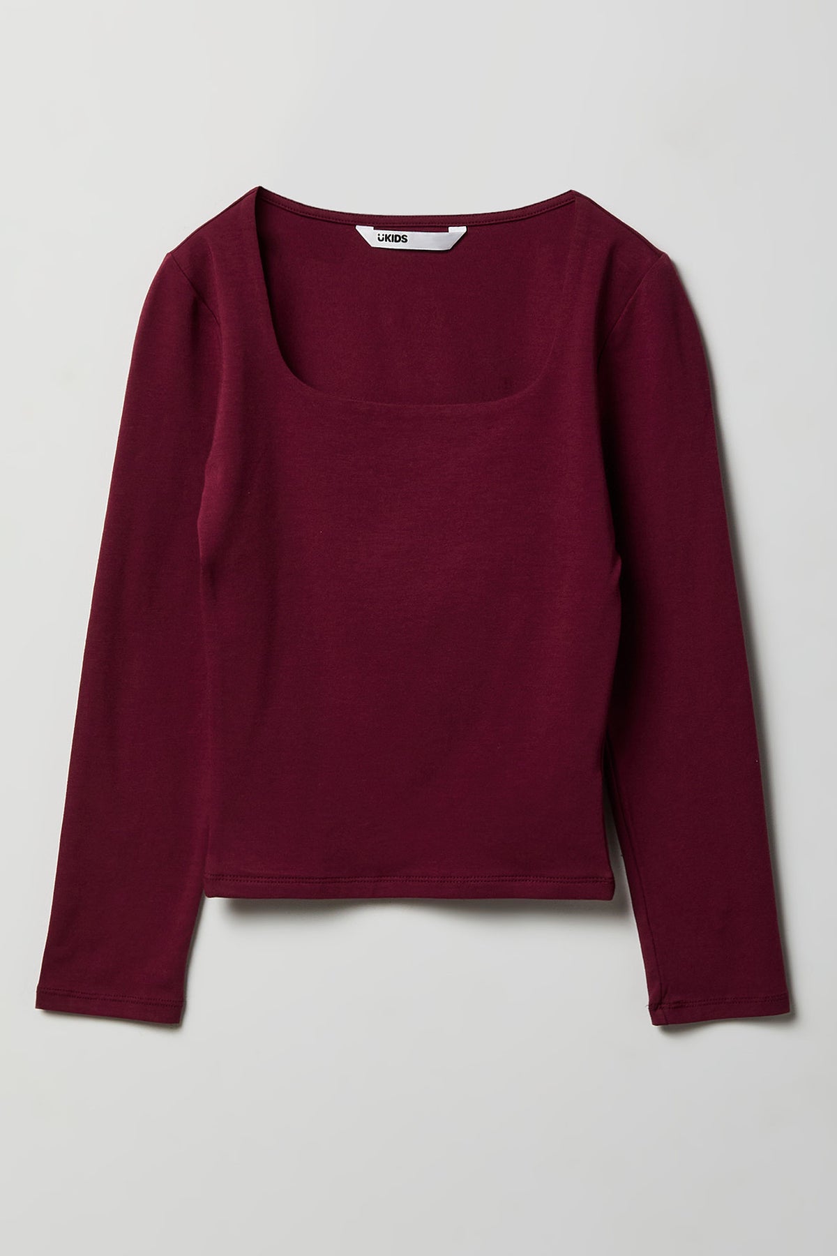 Girls Contour Square Neck Top - Burgundy