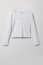 Girls Ribbed Long Sleeve Henley Top