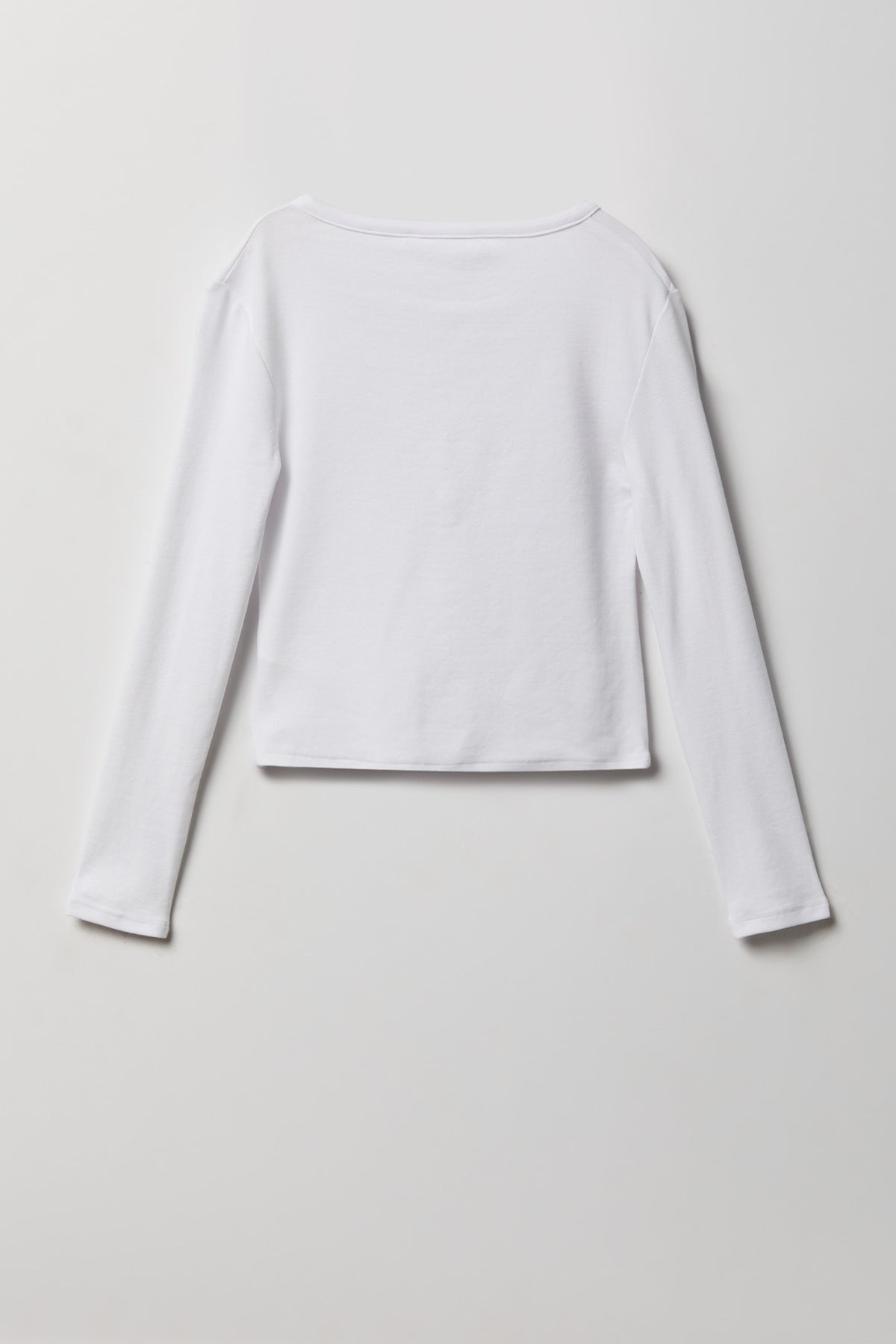 Alt View 2. Girls Ribbed Long Sleeve Henley Top - White