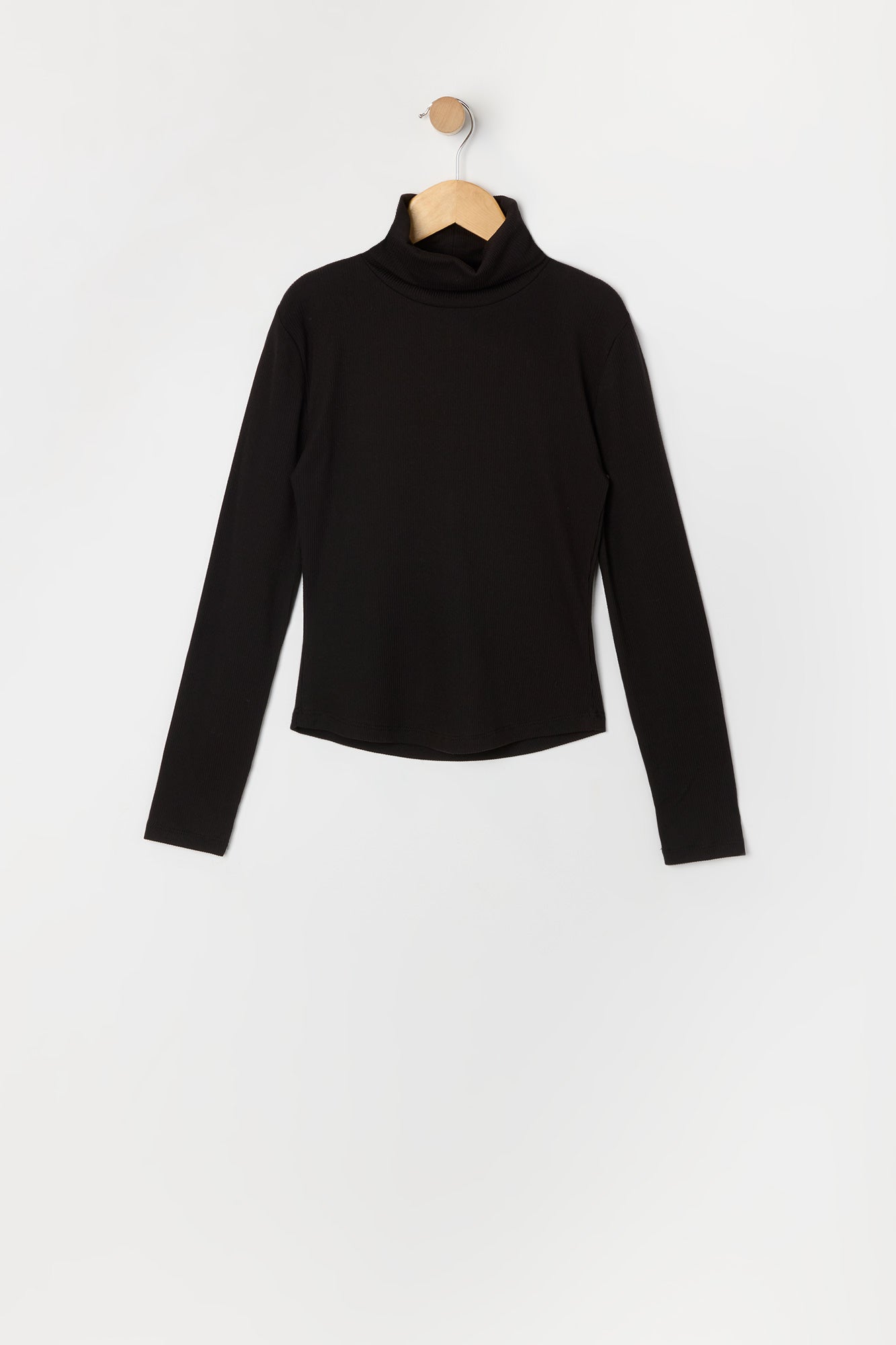 Girls Ribbed Turtleneck Long Sleeve Top