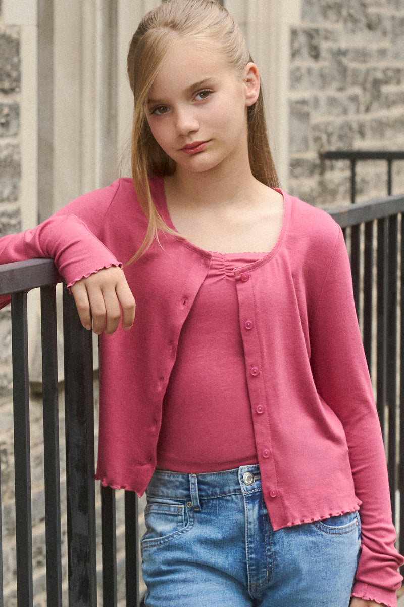 Ensemble avec haut boutonné à manches longues et camisole pour fille
