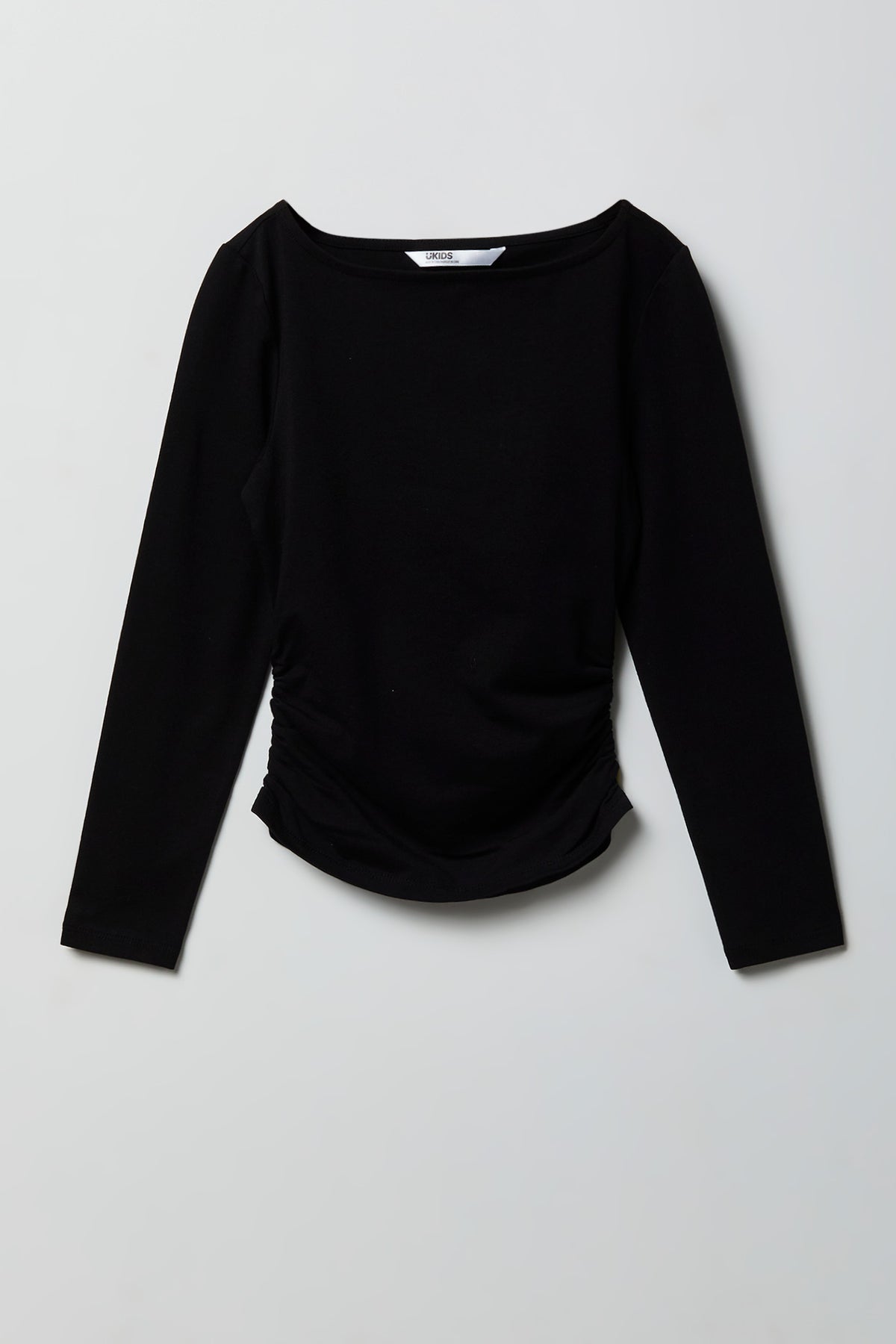 Contour Cinched Long Sleeve Top - Black