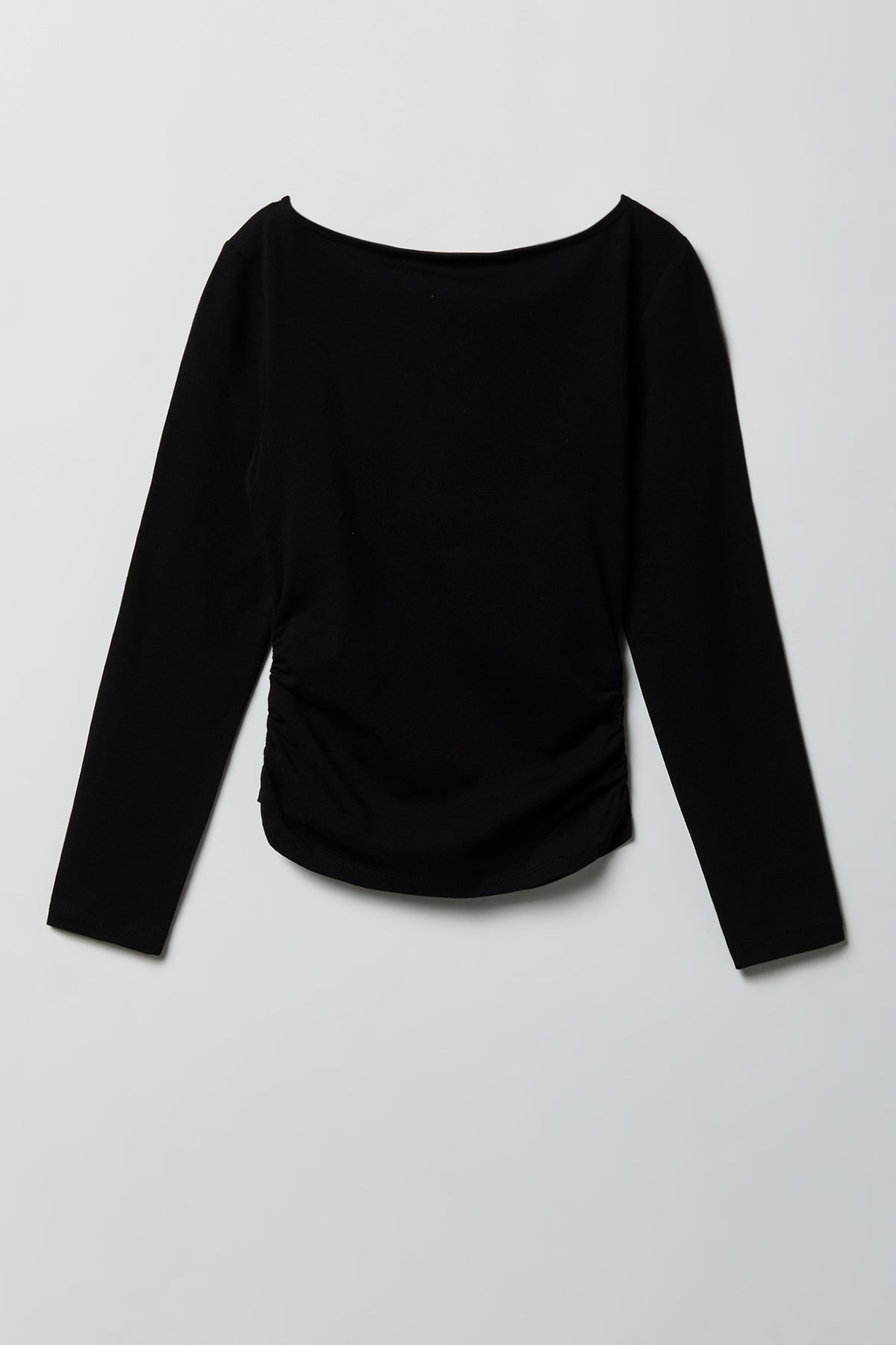 Alt View 2. Contour Cinched Long Sleeve Top - Black