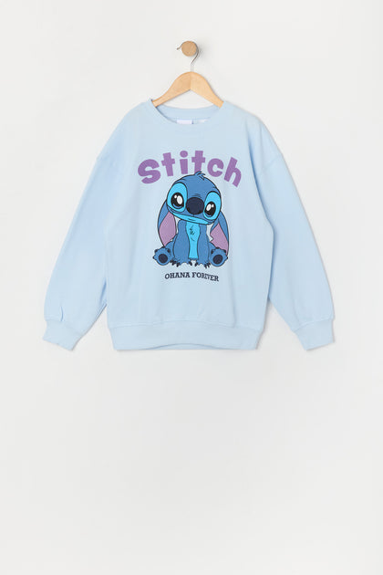 Chandail en molleton à imprimé Stitch Ohana Forever pour fille